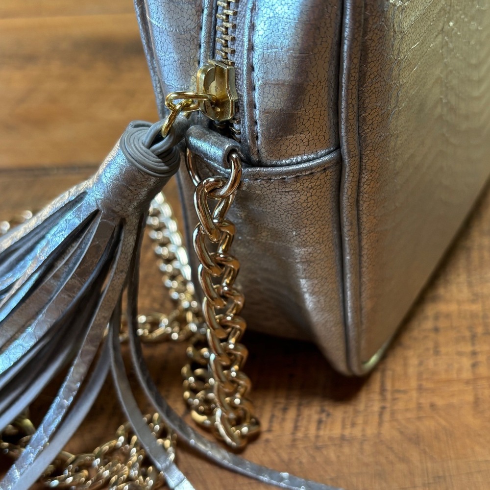 NEW Victorias Secret Womens Silver Metallica Snakeskin Chain Crossbody Purse - Picture 5 of 11